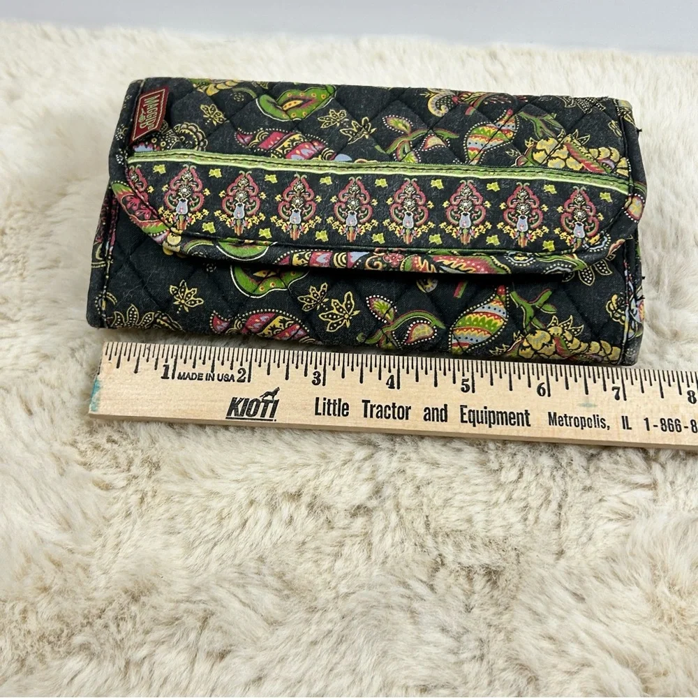 Black and Green Floral Wallet with Geometric Band Wallet‎ or Fanny Pack